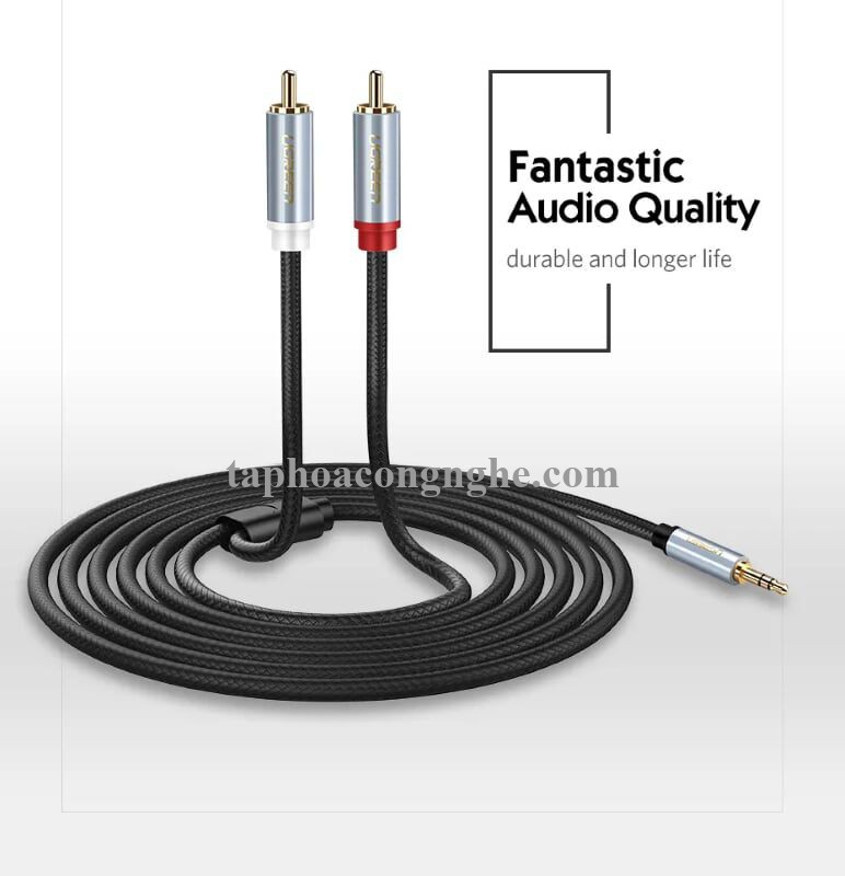 Ugreen 40840 0.5M màu Đen Cáp âm thanh 2 đầu Bông sen sang 3.5mm Dương đầu bọc nhôm mạ vàng AV135 30040840